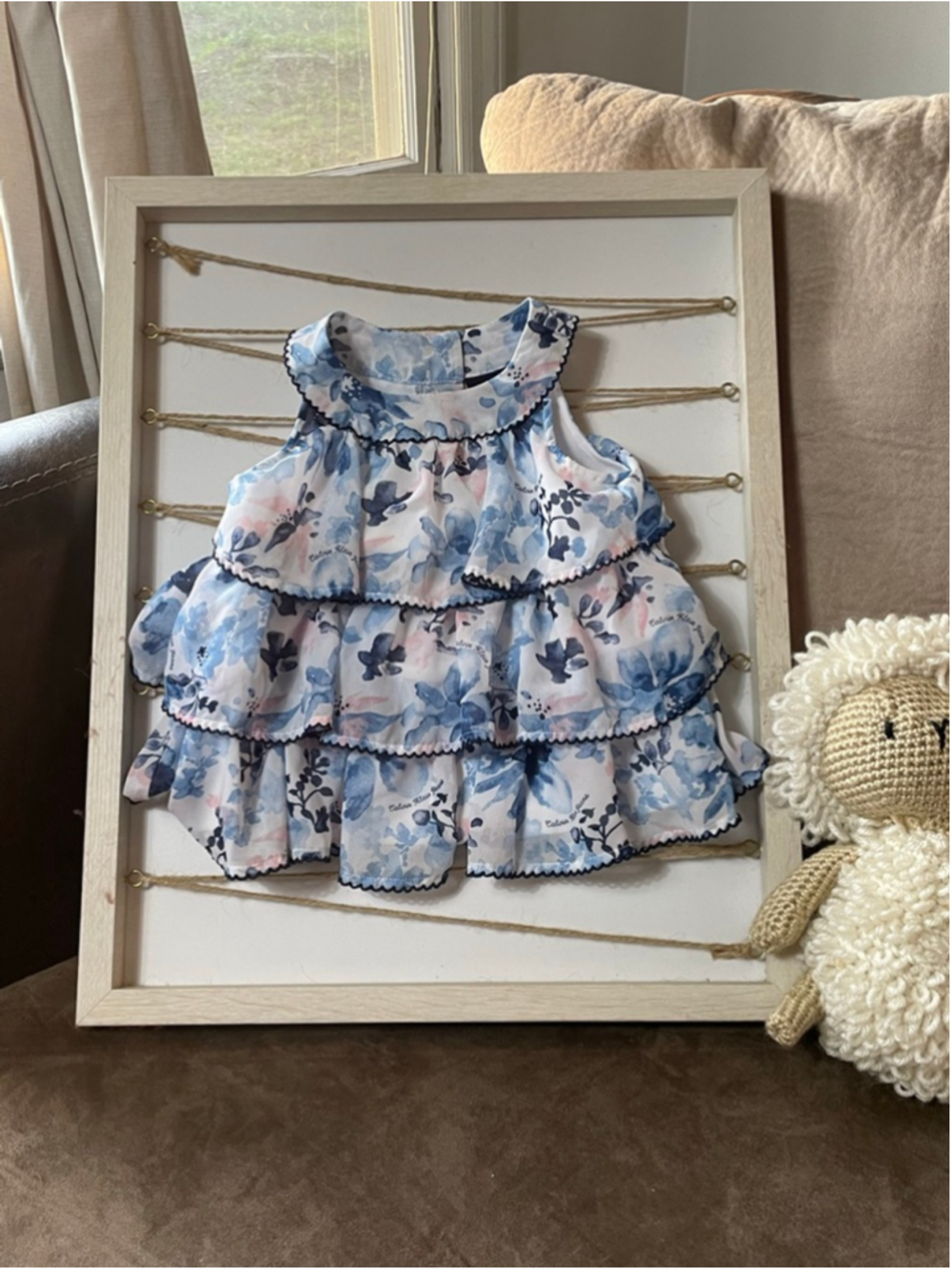 Girls Calvin Klein Jeans Casual Dress 24 Months White Blue Floral